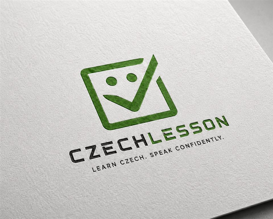 CzechLesson green check-face logo with the words Learn Czech. Speak confidently.